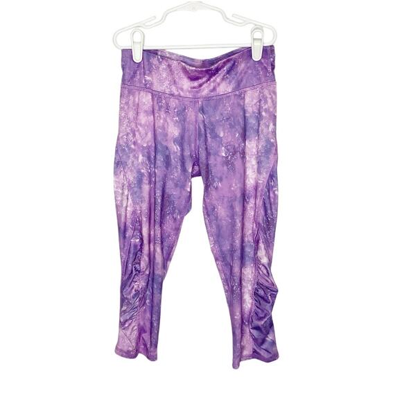 All In Motion Purple Pink Cropped Leggings Ruched Large - Picture 1 of 6